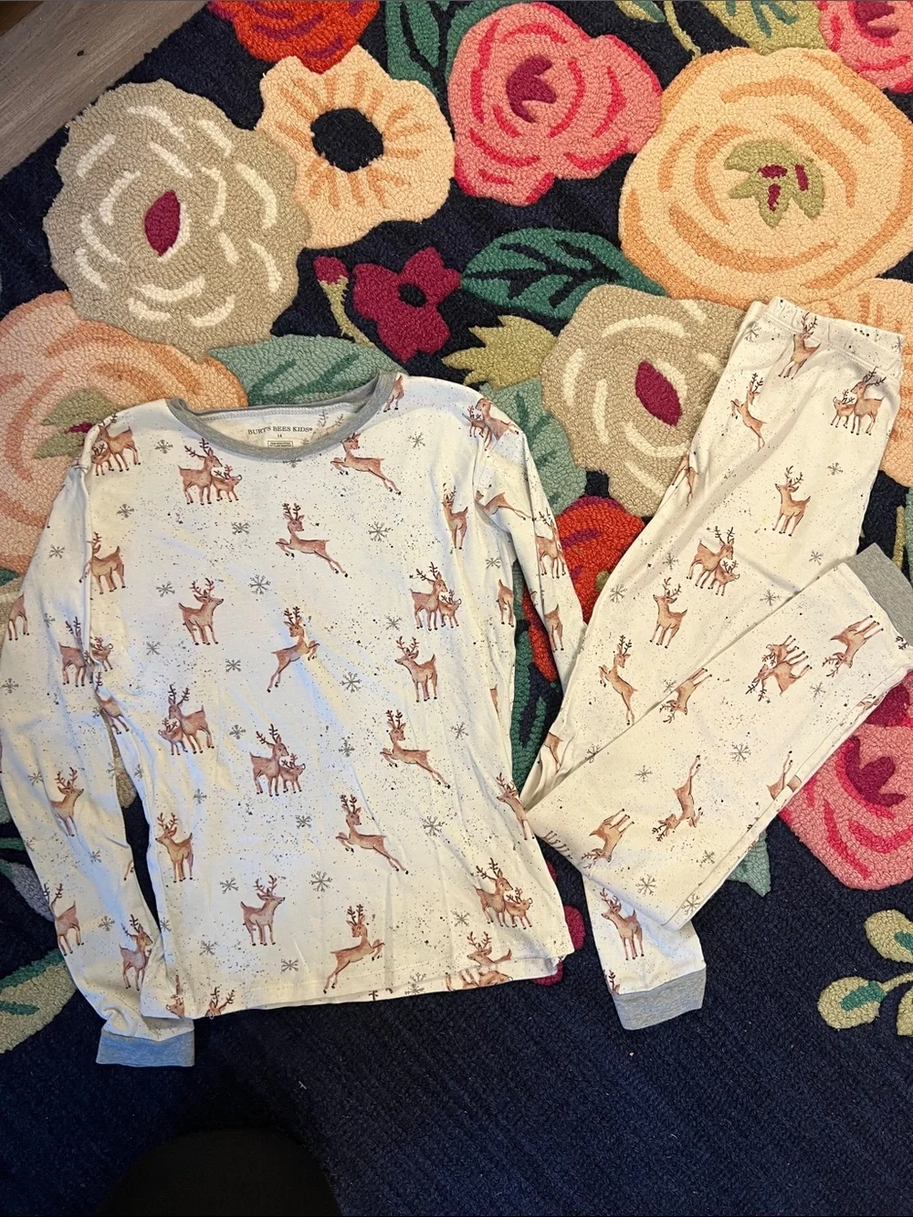 Burt's Bees Baby Cream Reindeer Long-Sleeve Pajama Set